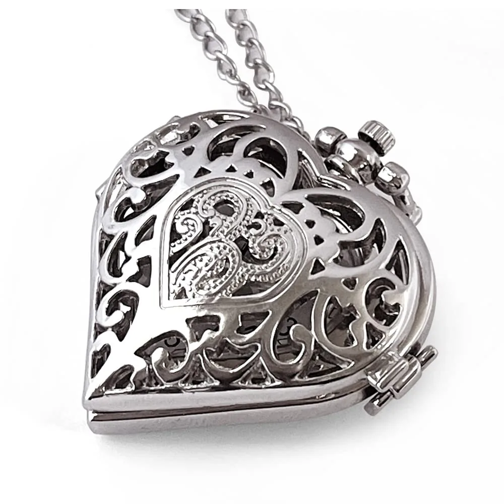 VIGOROSO Women's Analog Pocket Watch Necklace for Women Heart Pocket Watch