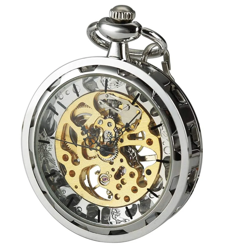 VIGOROSO Vintage Pocket Watch with Chain Mechanical Pocket Watches for Men